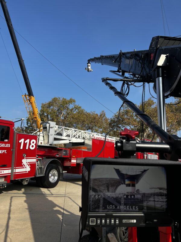 TCC Moviebird 60 crane on firetruck